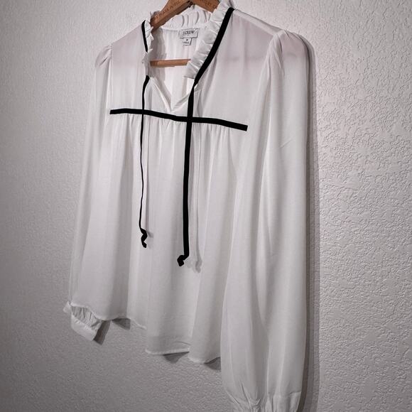 J. Crew Velvet Tie-neck top Medium - Picture 1 of 9